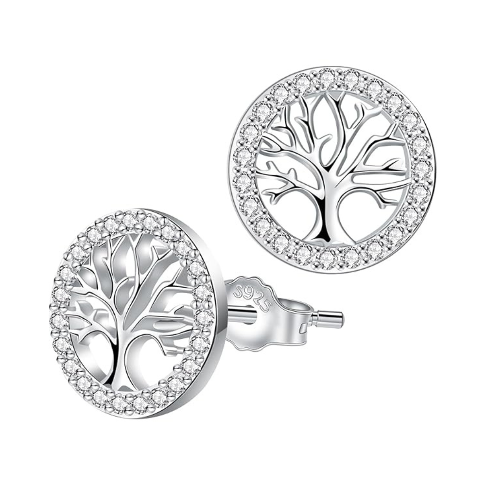 AROS DE PLATA ARBOL DE LA VIDA CON CIRCONITAS