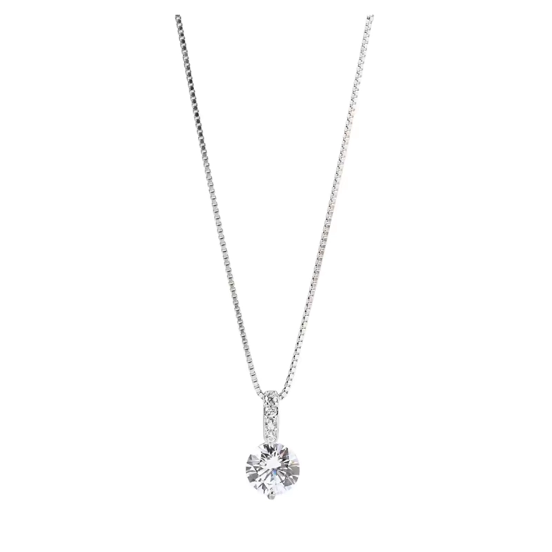 COLLAR PLATA PUNTO DE LUZ CIRCON 40 CM - 1