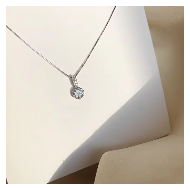 COLLAR PLATA PUNTO DE LUZ CIRCON 40 CM - 2