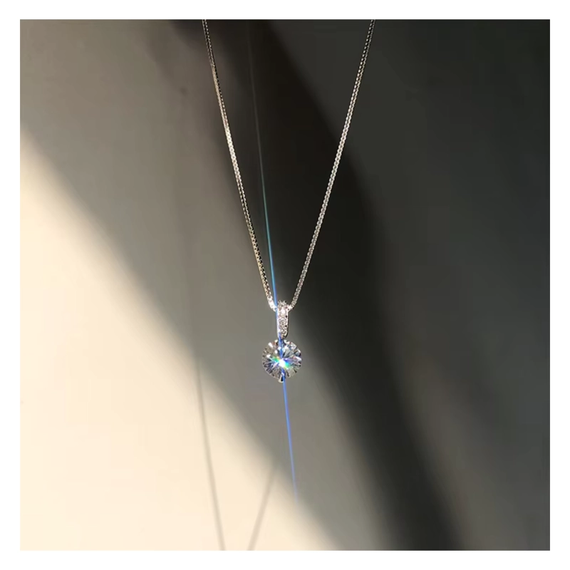 COLLAR PLATA PUNTO DE LUZ CIRCON 40 CM - 3