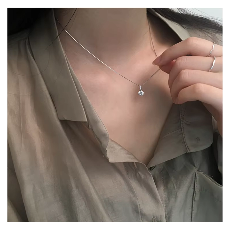 COLLAR PLATA PUNTO DE LUZ CIRCON 40 CM - 4