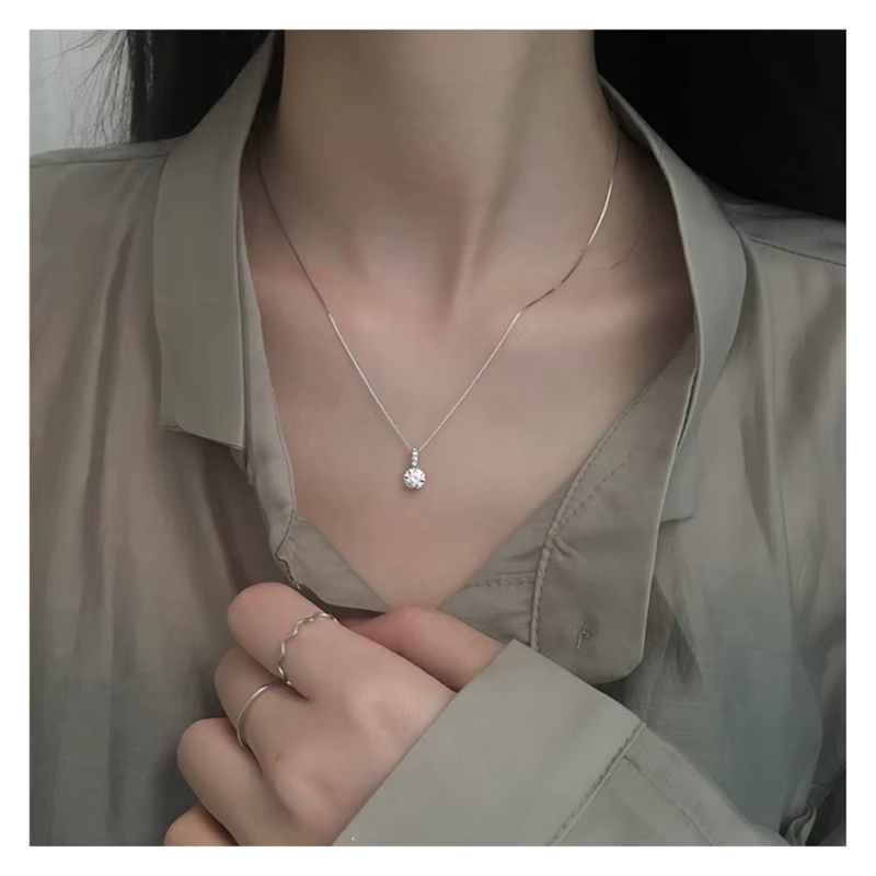 COLLAR PLATA PUNTO DE LUZ CIRCON 40 CM - 5