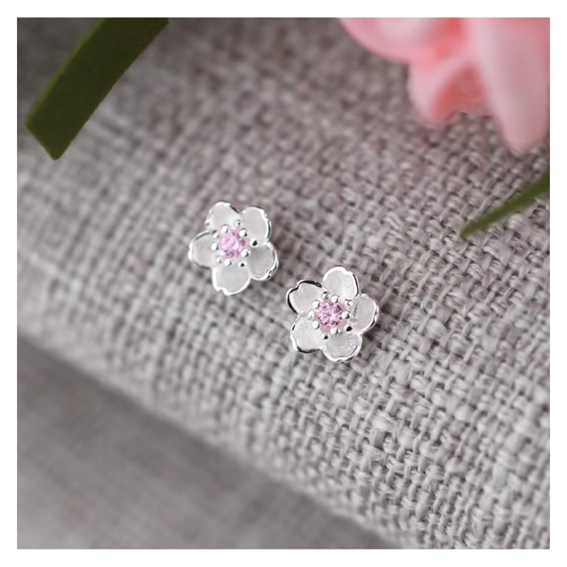 AROS PLATA FLOR CIRCON ROSA 8 MM - 3
