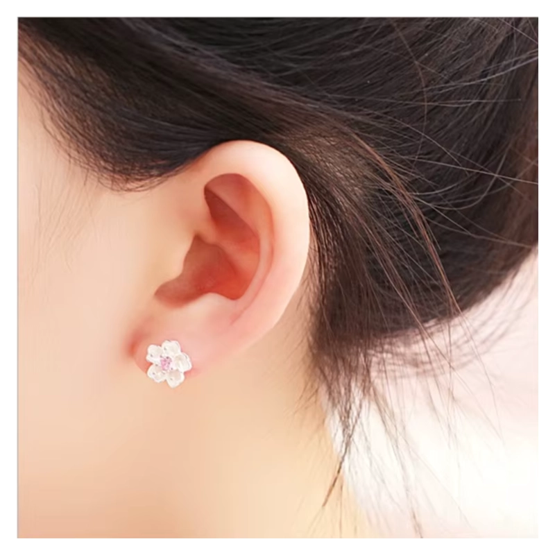 AROS PLATA FLOR CIRCON ROSA 8 MM - 4