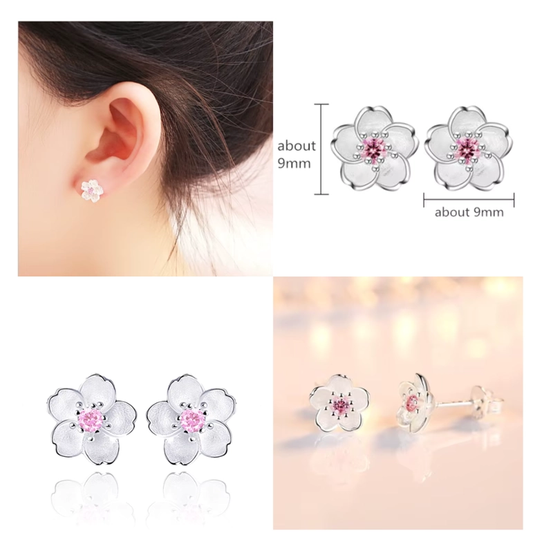 AROS PLATA FLOR CIRCON ROSA 8 MM - 5