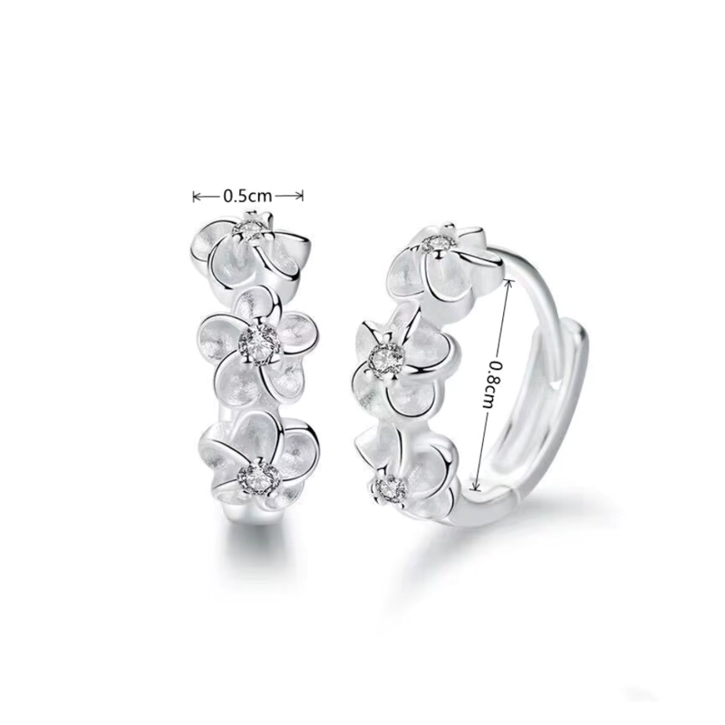 AROS PLATA FLOR CAMELIA CON CIRCONITA 8 MM - 2