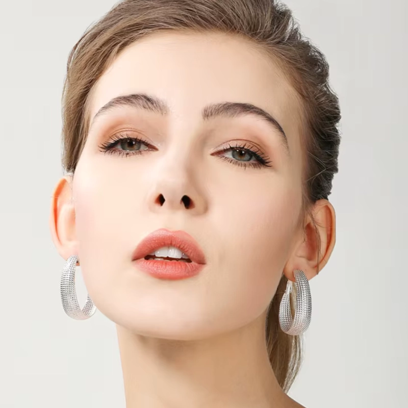 AROS PLATA EN U FACETADO 40 MM - 3