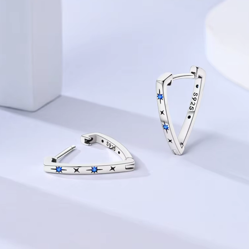 AROS PLATA TRIANGULAR ESTRELLAS CIRCON - 3