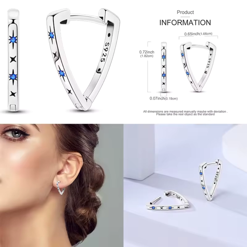 AROS PLATA TRIANGULAR ESTRELLAS CIRCON - 5
