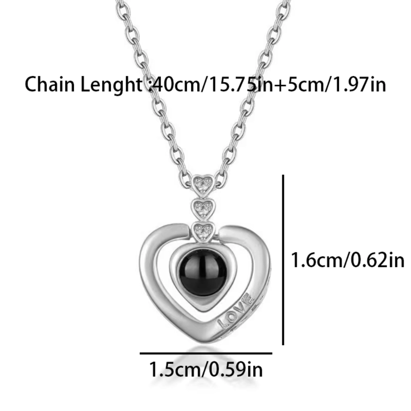 COLLAR DE ACERO CORAZON PROYECTABLE “TE AMO” EN 100 IDIOMAS - 2