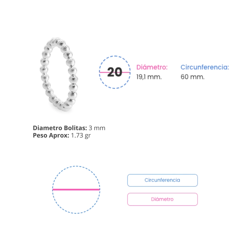ANILLO DE PLATA 925 ANTI ESTRES CAMINO DE ESFERAS TALLA 20 - 3