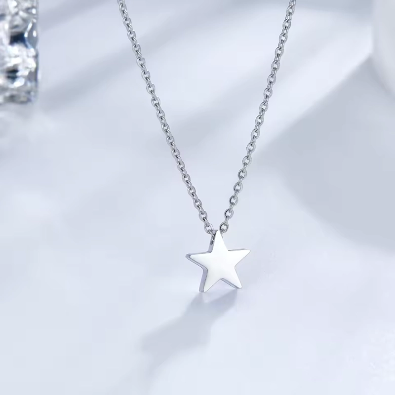 COLLAR ESTRELLA PLATEADO DE ACERO 45 CM - 2
