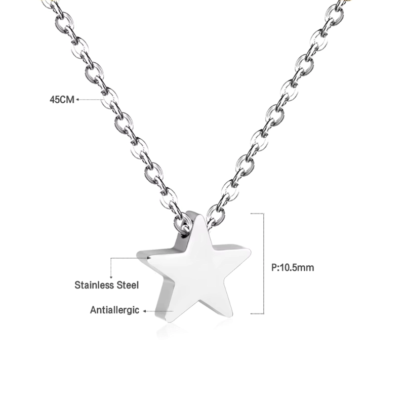 COLLAR ESTRELLA PLATEADO DE ACERO 45 CM - 4