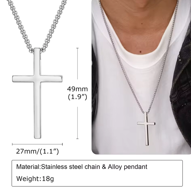 COLLAR DE CRUZ ACERO 55 CM - 5