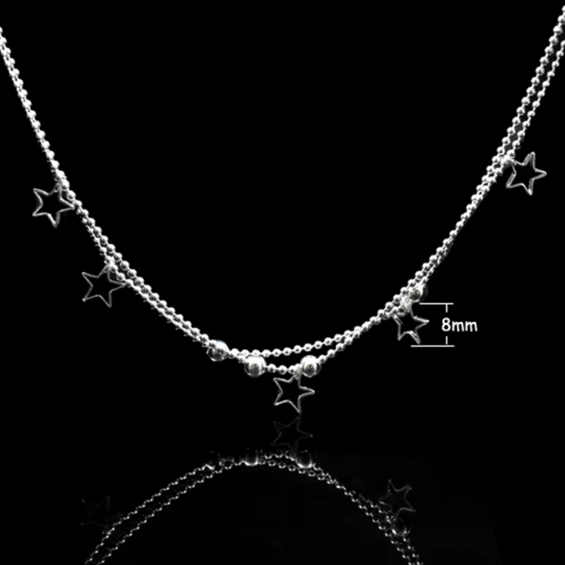 TOBILLERA PLATEADA CON ESTRELLAS COLGANTES - 5