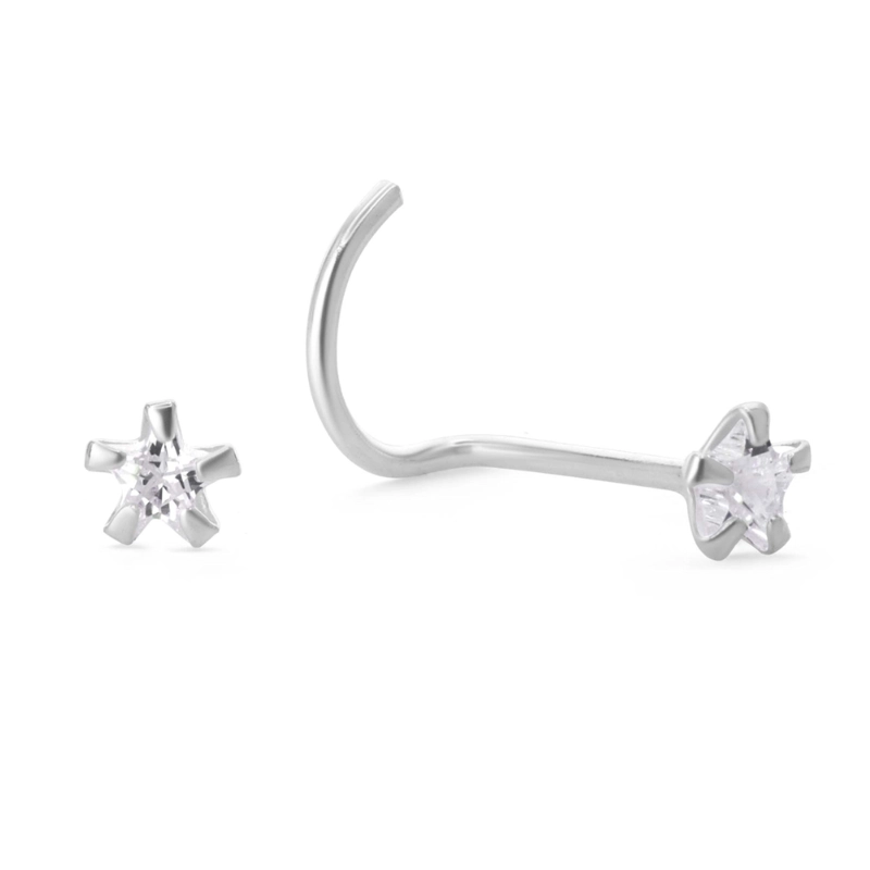 PAR PIERCING DE PLATA 925 NARIZ ESTRELLA CIRCON - 1
