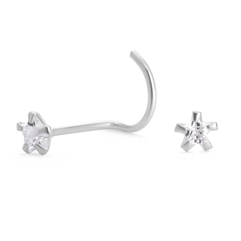 PAR PIERCING DE PLATA 925 NARIZ ESTRELLA CIRCON - 2