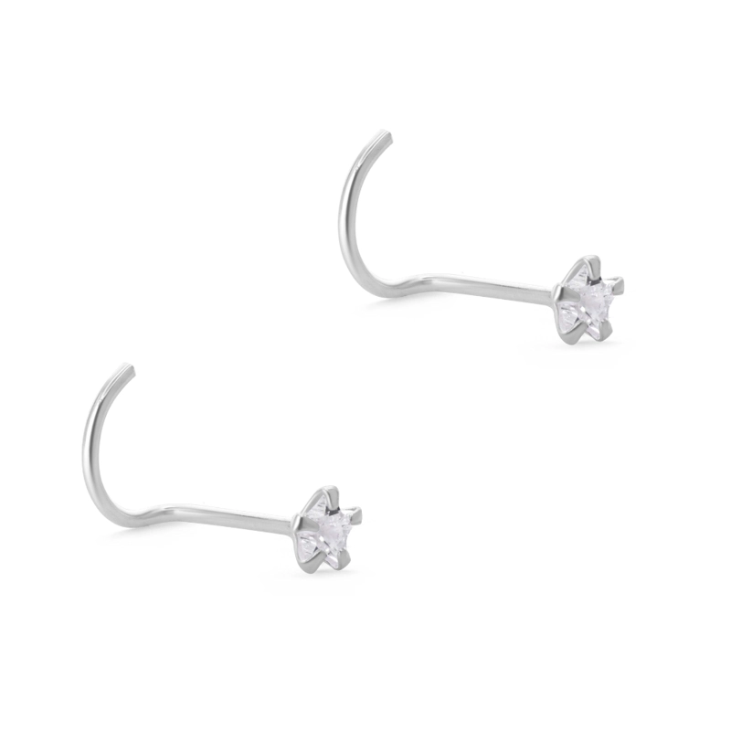 PAR PIERCING DE PLATA 925 NARIZ ESTRELLA CIRCON - 3