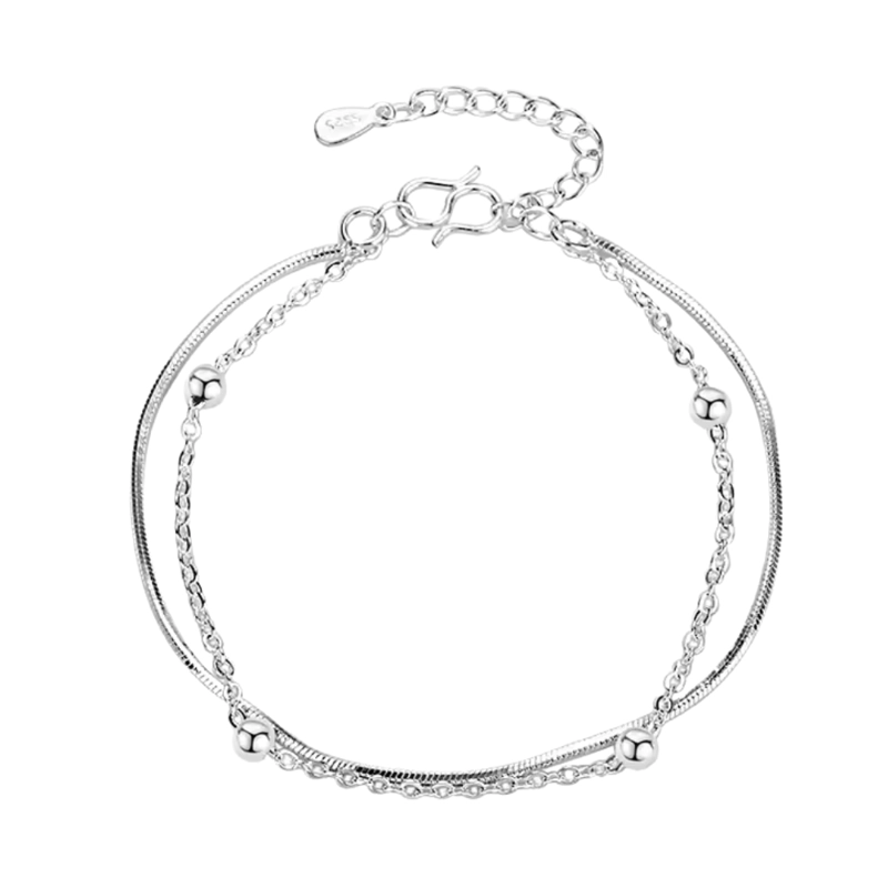 PULSERA DOBLE CADENA ESFERAS AURORA - 1