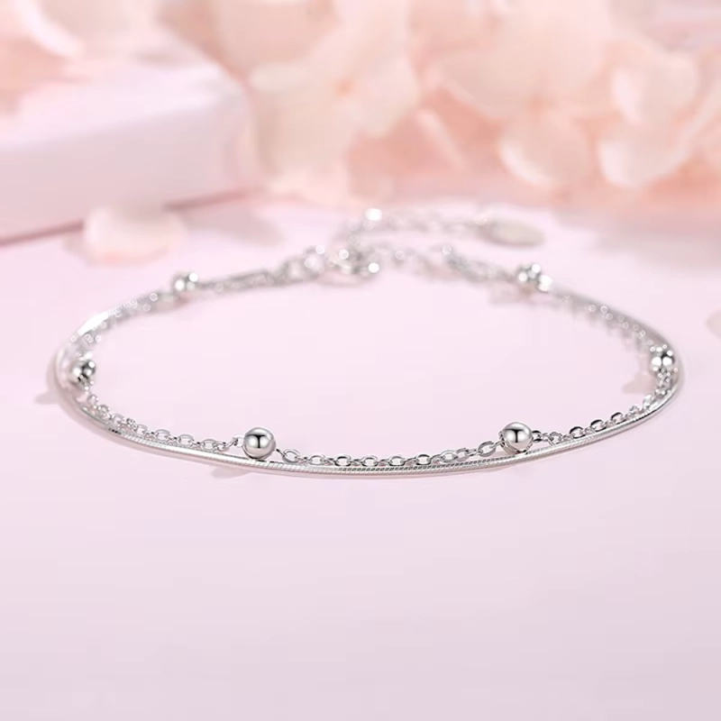 PULSERA DOBLE CADENA ESFERAS AURORA - 5