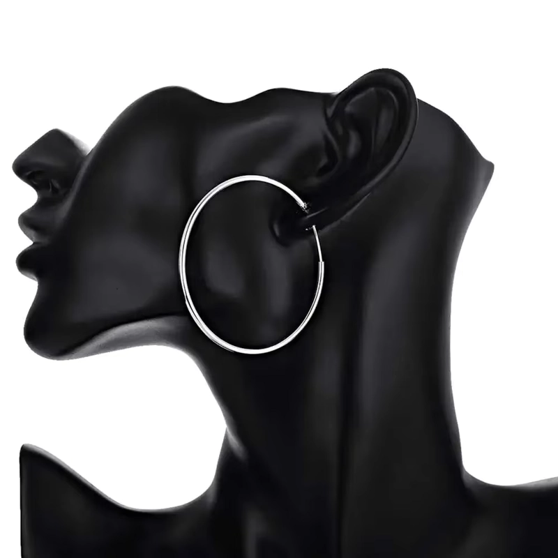 Aros De Plata Tipo Argolla 60 mm - 6