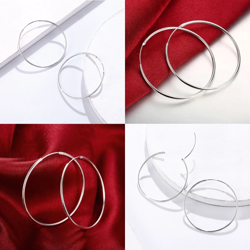 Aros De Plata Tipo Argolla 60 mm - 7