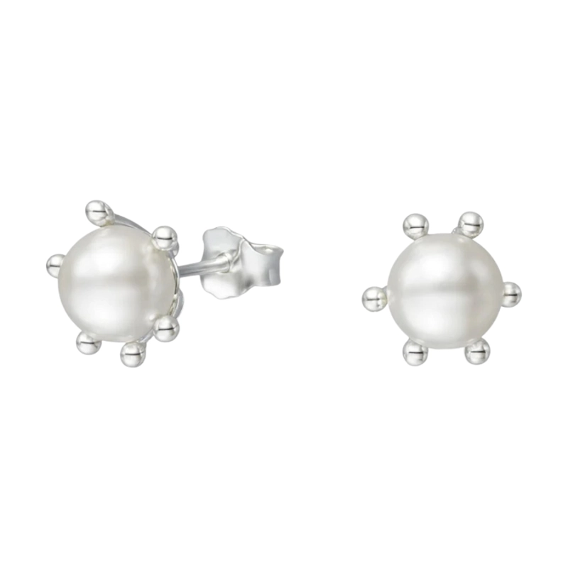 AROS PLATA 925 PISTILO CON PERLA 6 MM - 1