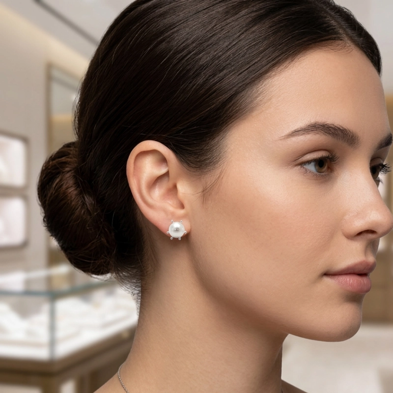 AROS PLATA 925 PISTILO CON PERLA 6 MM - 2