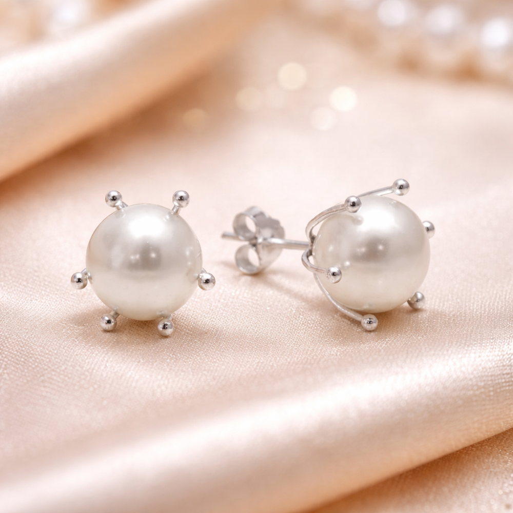 AROS PLATA 925 PISTILO CON PERLA 6 MM - 4