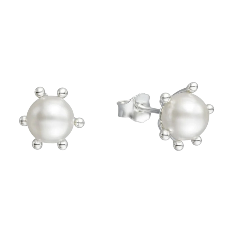 AROS PLATA 925 PISTILO CON PERLA 6 MM - 5