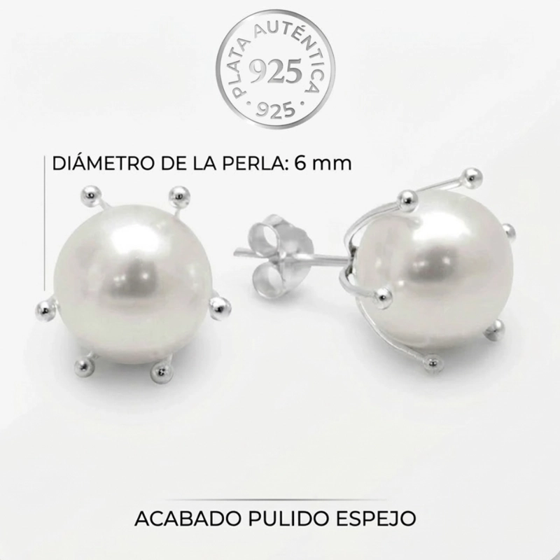 AROS PLATA 925 PISTILO CON PERLA 6 MM - 6