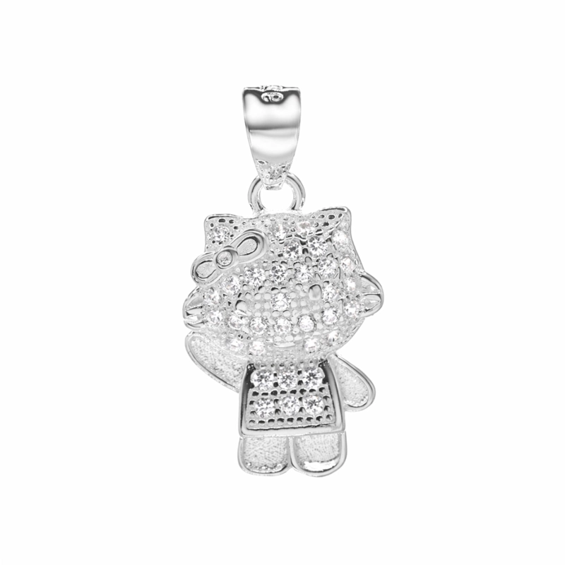 COLGANTE HELLO KITTY PLATA CON CIRCONES - 2
