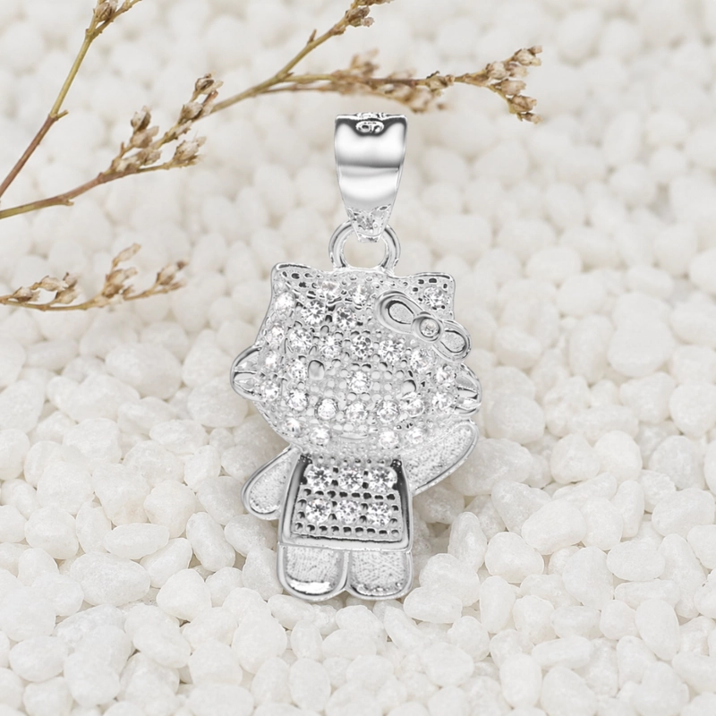 COLGANTE HELLO KITTY PLATA CON CIRCONES - 3