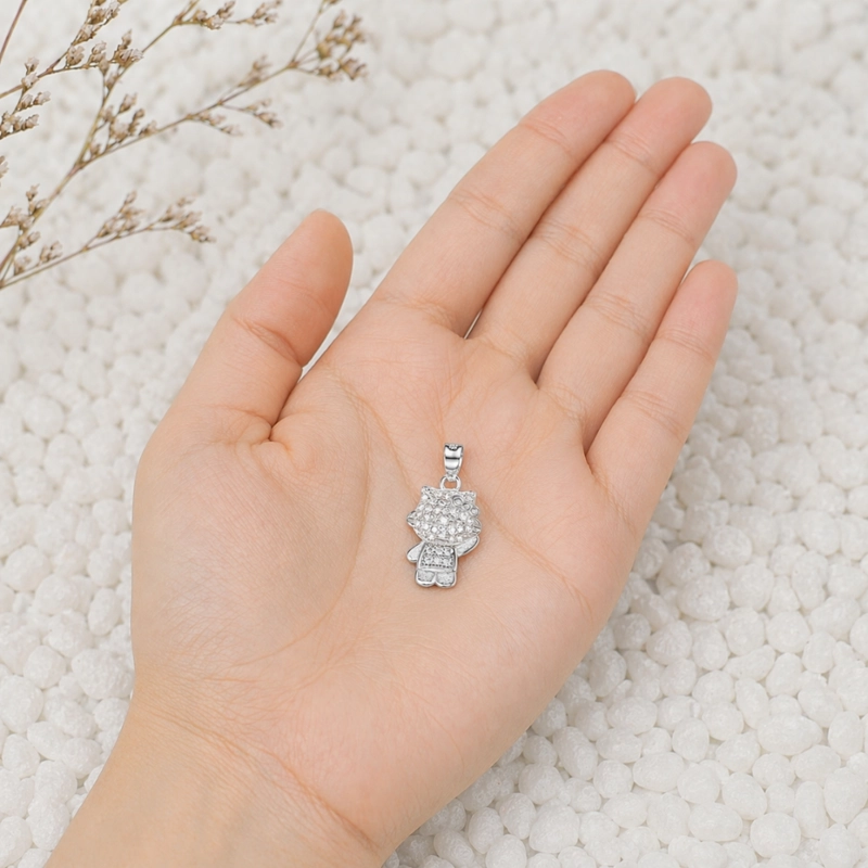 COLGANTE HELLO KITTY PLATA CON CIRCONES - 4