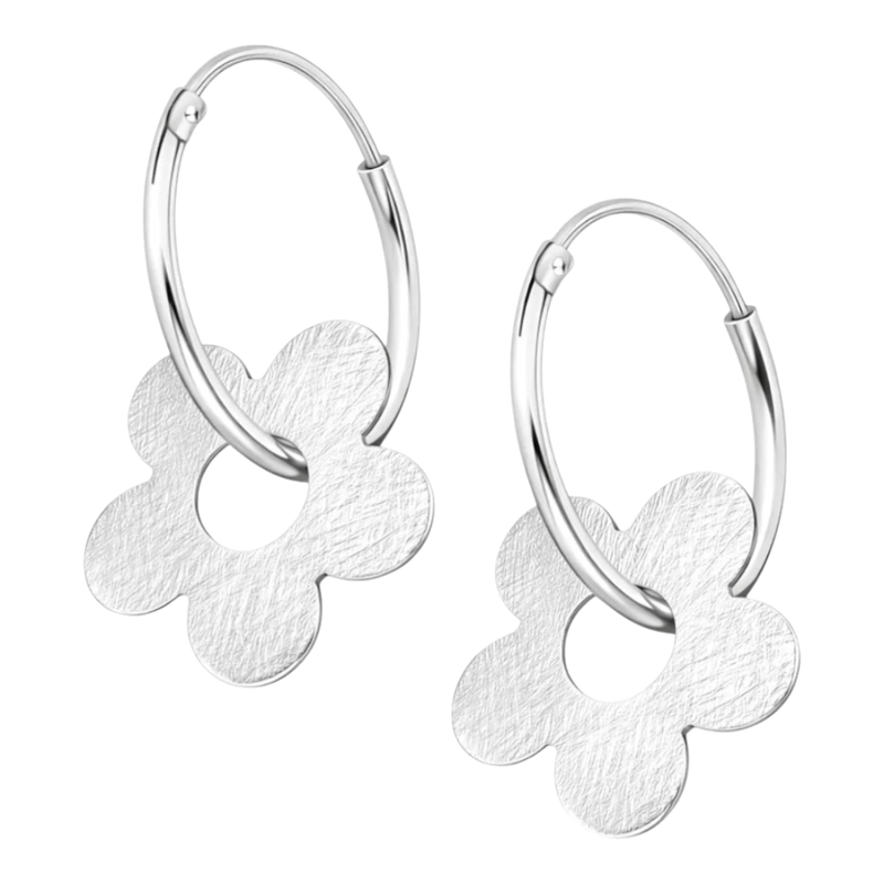ARGOLLAS CON DIJE DE FLOR SATINADA - 1