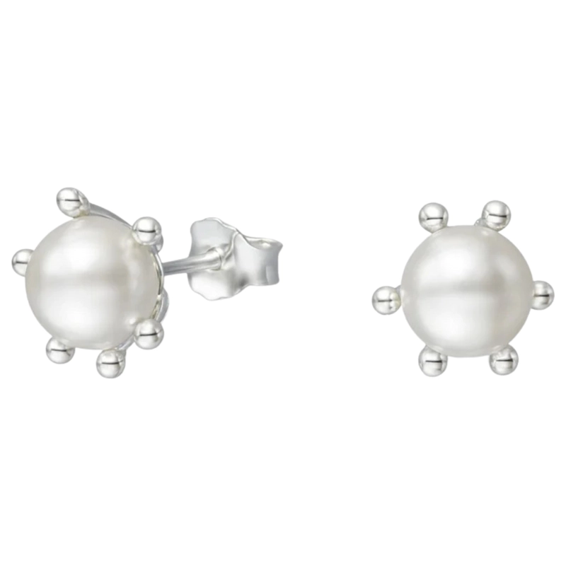 AROS DE PLATA 925 PISTILO CON PERLA 10 MM