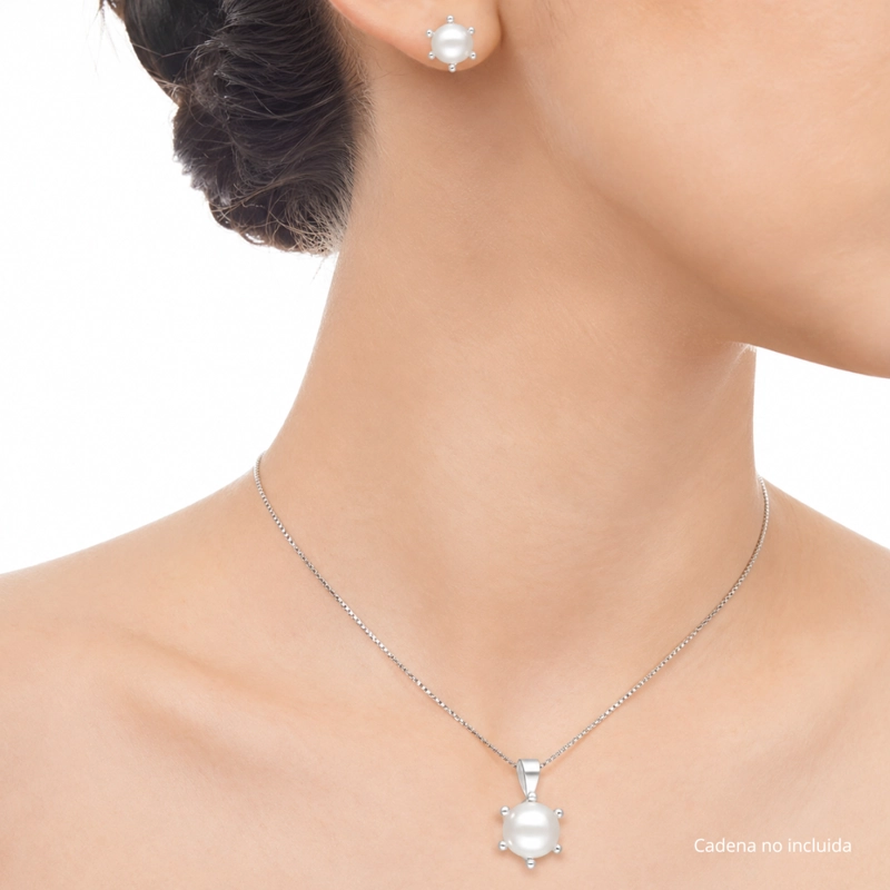 CONJUNTO DE PLATA 925 PISTILO CON PERLAS 8 MM - 2