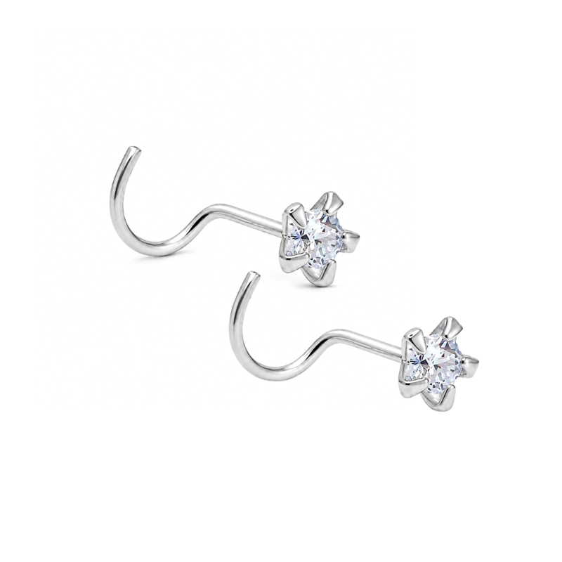 PAR PIERCING ESTRELLA CIRCON 4 MM PLATA 925 - 1