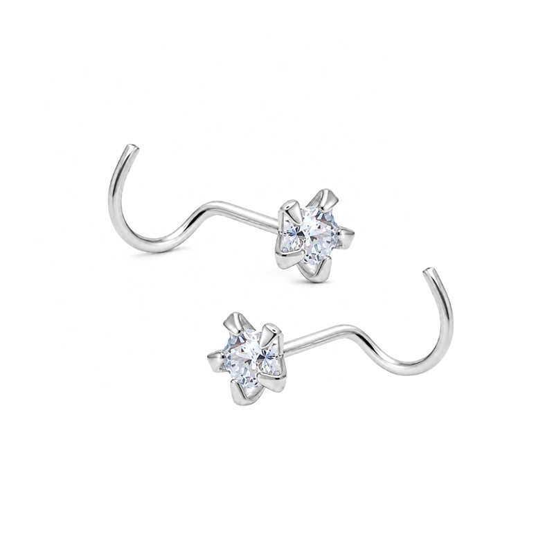 PAR PIERCING ESTRELLA CIRCON 4 MM PLATA 925 - 2