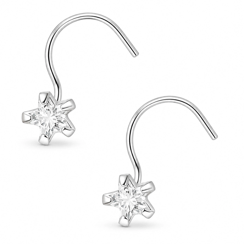 PAR PIERCING ESTRELLA CIRCON 4 MM PLATA 925 - 5