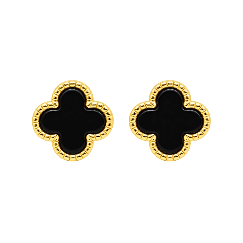 AROS TRE BOL ONIX 8 MM BAÑO DE ORO 18K - 2