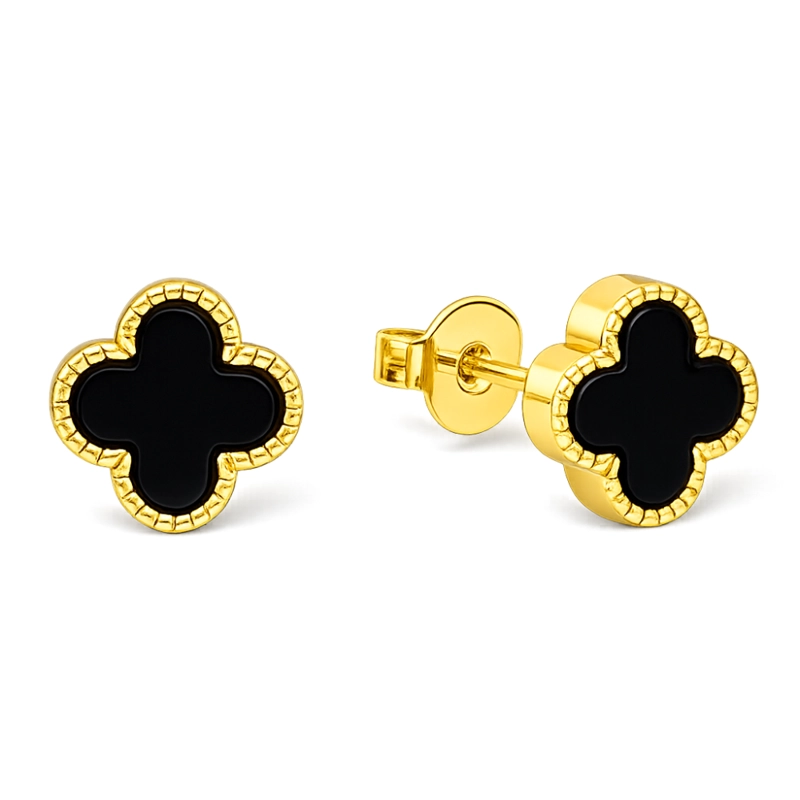 AROS TRE BOL ONIX 8 MM BAÑO DE ORO 18K - 3