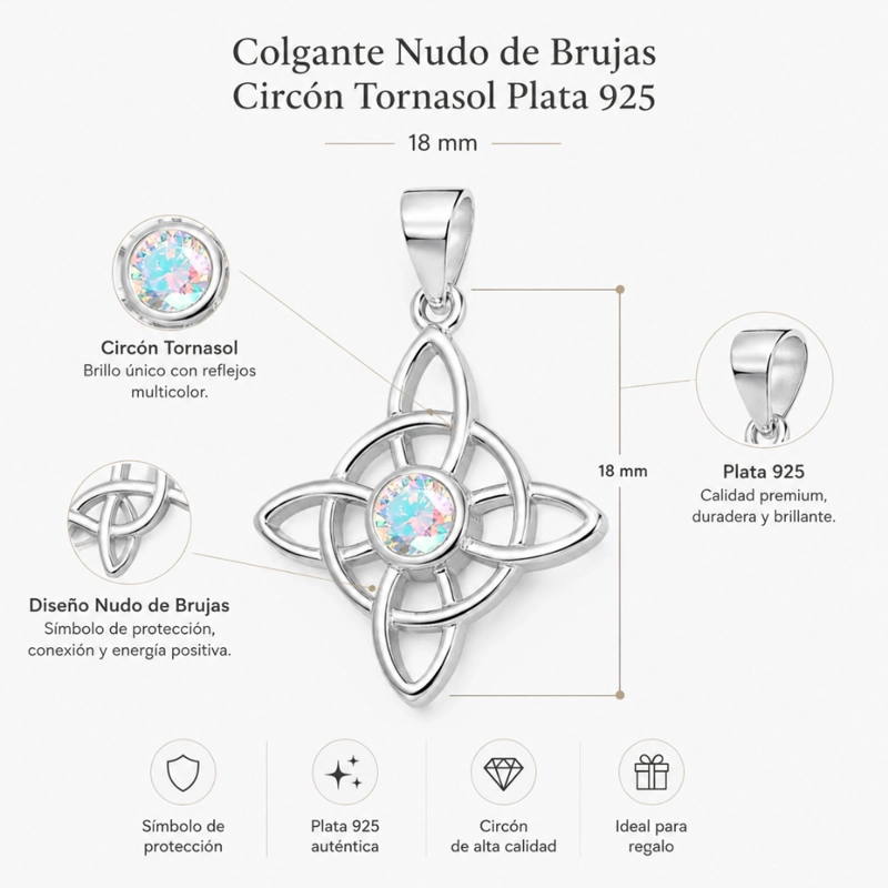 COLGANTE NUDO DE BRUJAS TORNASOL PLATA 925 - 5