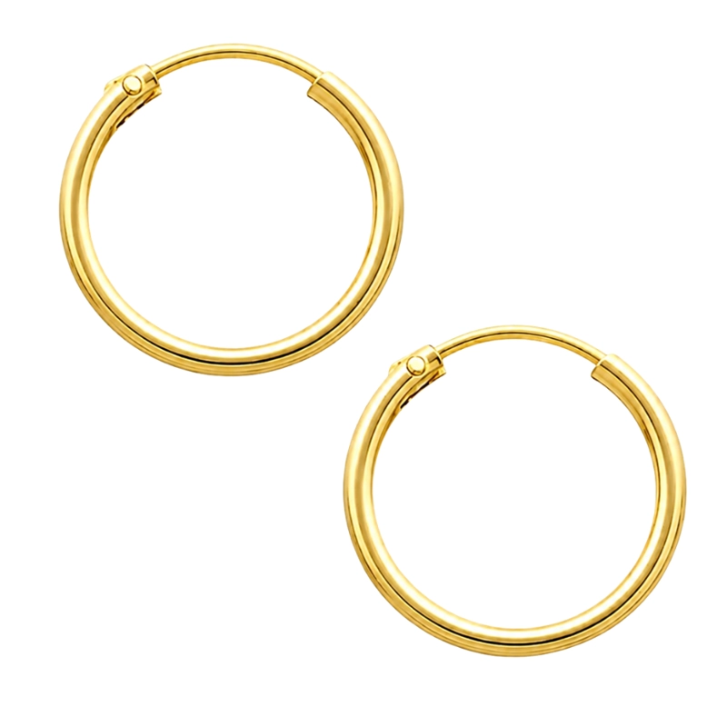 AROS ARGOLLA LISA 12 MM BAÑO DE ORO 18K - 1