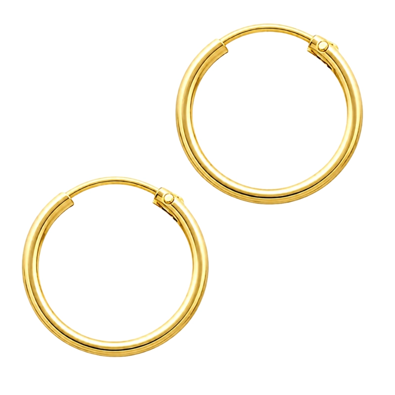 AROS ARGOLLA LISA 12 MM BAÑO DE ORO 18K - 2