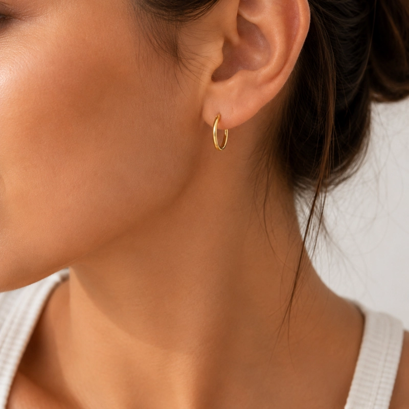 AROS ARGOLLA LISA 12 MM BAÑO DE ORO 18K - 3