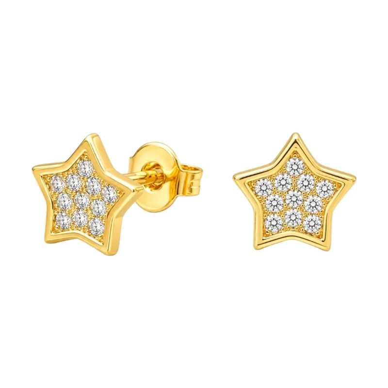 AROS CON ESTRELLA Y CIRCONES 7 MM BAÑO DE ORO 18K - 5