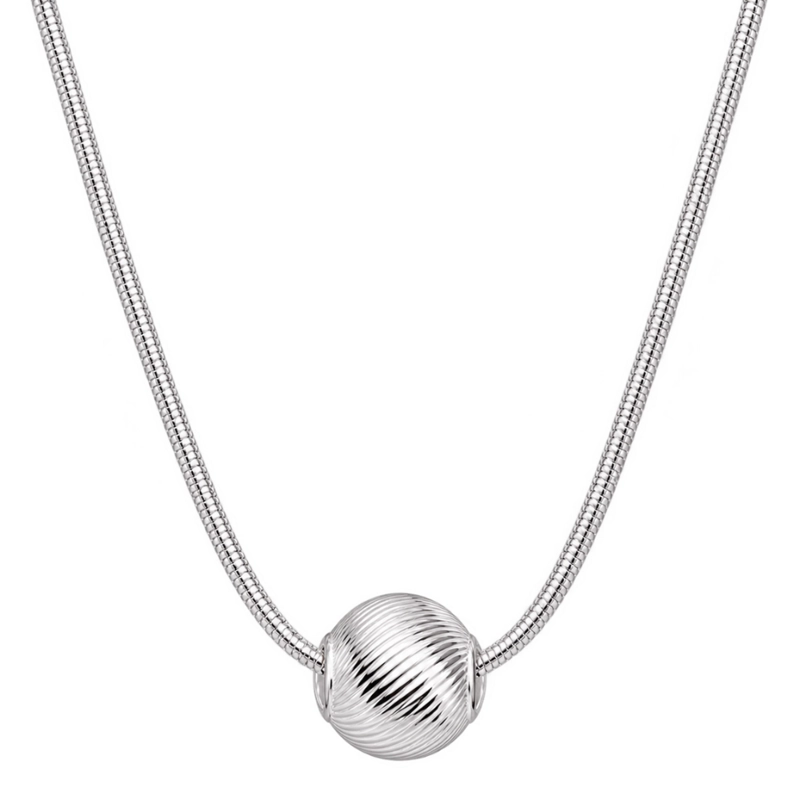 COLLAR ESFERA TEXTURIZADA PLATA 45 CM - 1