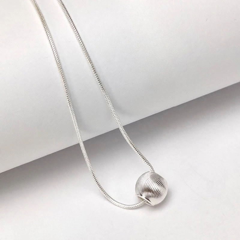 COLLAR ESFERA TEXTURIZADA PLATA 45 CM - 5
