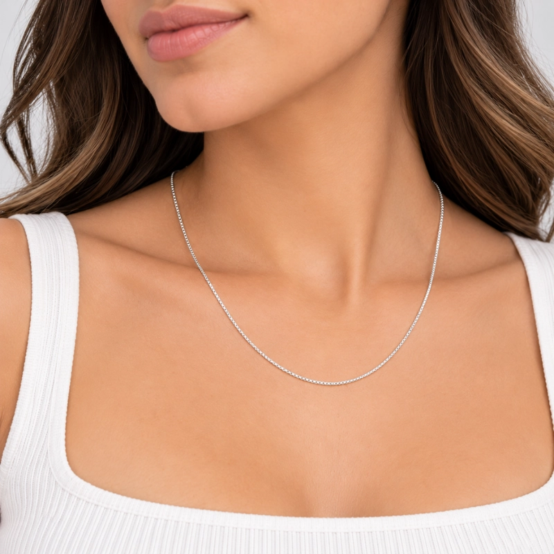 CADENA VENECIANA PLATA 50 CM 1 MM - 2